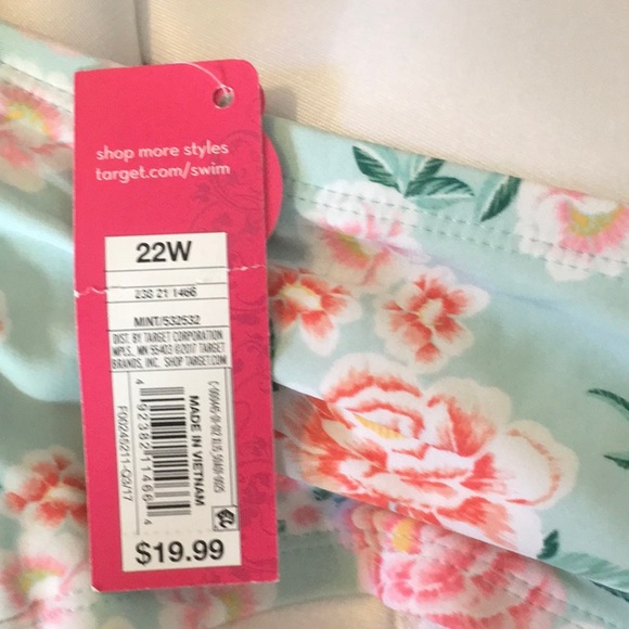 Xhilaration Mint Green & Pink Floral Underwire Bikini Top Adjustable Corset Back - Picture 6 of 6